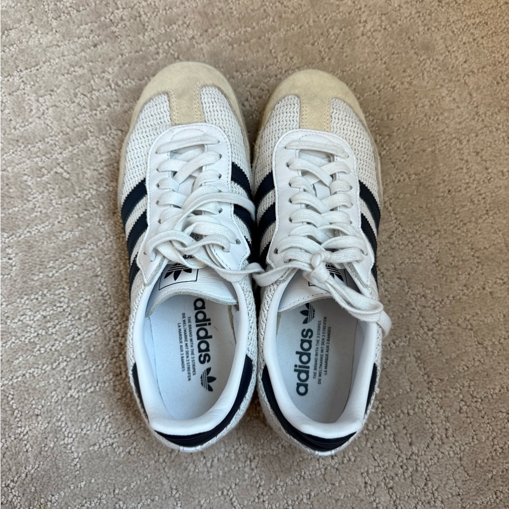 Adidas Men's Cream and Navy Sneakers